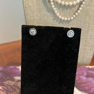 Moissanite Sterling Silver Earrings  Bezel Set in Sterling Silver  1cttw